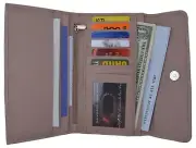 RFID Blocking Genuine Leather Women's Checkbook Cover Long Clutch Premium Wallet
