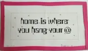 Hand painted needlepoint canvas social media "Home is where you hang your @"