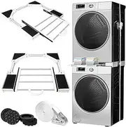 [Generic] Universal Washer and Dryer Stacking Kit with Pull-Out Drying Rack, Adjustable, 1 Shelf, Space Saving