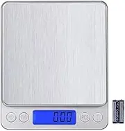Leiking Digital Kitchen Scale, 500g 0.001oz/ 0.01g Pocket Cooking Scale, Mini Food Scale, Pro Electronic Jewelry Scale with Back-Lit LCD Display, Tare & PCS Functions, Stainless Steel