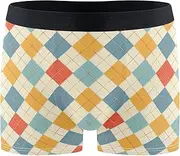 [FRODOTGV] Colorful Checkerboards Men's Boxer Brief Shorts Workout Underwear for Men Underpants Interiores Para Hombres