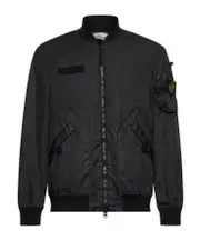 Stone Island Logo Patch Zip-Up Bomber Jacket S,XL,L black