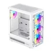 GameMax Starlight 2 AW ATX Mid Tower White PC Case with Tempered Glass Side