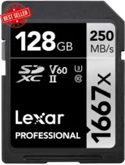 Professional 1667X SD Card 128GB, SDXC UHS-II Memory Card, up to 250Mb/S Read, 1