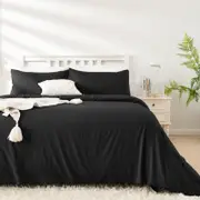 LINENOVA 2000TC Bamboo Blend Quilt Cover Set - Queen,Black