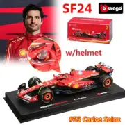 BBURAGO 1:43 2024 FERRARI F1 SF24 #55 Carlos Sainz Diecast Model CAR w/ Helmet