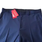 NWT Hugo Boss Wool Polyester Flat Front Dark Blue Dress Slacks Pants Sz 38Rx32