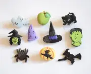 Witchcraft / Halloween Craft Button Embellishments / Witches ~ Cat ~ Ghost