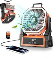 Kssvzz 30,000 mAh Camping Fan, 4 Speeds USB Fan, Rechargeable with LED, 270° Rotation Battery Fan, Portable Fan Battery Operated for Travel, Picnic, Hiking