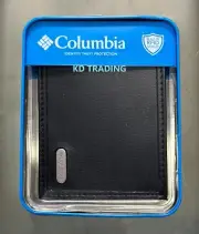 COLUMBIA 220019 Men Genuine Coated Leather BILLFOLD Wallet RFID Protection BLACK