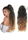 Long TikTok Curly Ponytail Drawstring Clip-In Hair Extension 21” T1B/27 Baddie