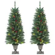 Artificial Christmas Trees 2 pcs 100 LEDs Green 120 cm