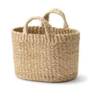 MUJI Abaca small oval basket with handle W26 x D18 x H16 cm