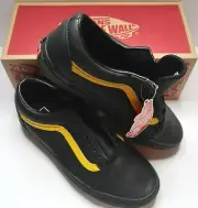 Vans VN0A5AO92HJ Old Skool Leather Black Gold Off The Wall Mens Sneakers 8 US