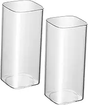 Set of 2 Square Drinking Glasses Glass Cups for Water Tea Glassware Glassware
