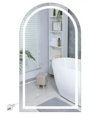 [Emitto] LED Arch Anti-Fog Bathroom Makeup Light Wall Mirror 50x90cm in White
