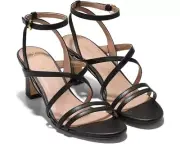 Cole Haan Addie Sandals Women's US 9 Black Leather Round Toe Ankle Strap KHD1466