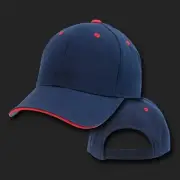 Navy Blue & Red Sandwich Visor Bill Blank Plain Baseball Ball Cap Hat Caps Hats