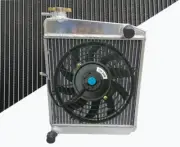 Alu Radiator+FAN For Aftermarket Austin Rover MINI 1275 GT 1959-1997 MT 59 60 61