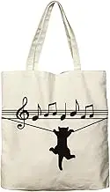 Dlzdn Black Cat Canvas Tote Bag For Women Aesthetic Funny Cute Cat Playing Music Note Clef Tote Bag Shopping Grocery Bag Beach Bag Gifts for Women Teacher Bag Reusable Grocery Bag