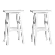 Set of 2 Beech Wood Bar Stools - White