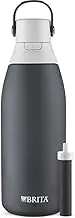 Brita Stainless Steel Premium Filtering Water Bottle, BPA-Free, Reusable, Insulated, Replaces 300 Plastic Water Bottles, Filter Lasts 2 Months or 40 Gallons, Includes 1 Filter, Carbon - 32 oz.