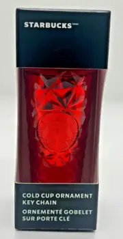 Starbucks 2023 Holiday Red Prism Diamond Cold Cup Christmas Ornament & Keychain