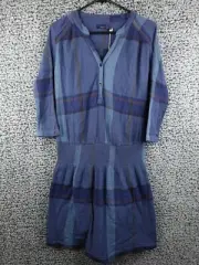 prAna Women XS Drop Waist Dress Lined Plaid Button Down Top Stretchy 3/4 Sleeve
