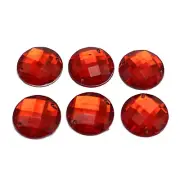 100 Red Flatback Acrylic Faceted Round Sewing Rhinestone 16mm Sew on beads