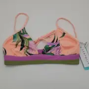 Seafolly Women's US 10 Las Palmas Reversible Triangle Bra Bikini Top Peach 10