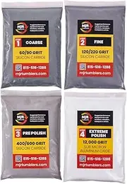 MJR Tumblers Refill Grit Kit for 25 LB Rock Tumblers Silicon Carbide Aluminum Oxide Media Polish