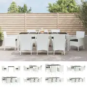 Garden Dining Set with Cushions Table and Chairs Patio White Poly Rattan vidaXL