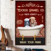 Cocker Spaniel Co Bath Soaps Wash Your Paws Bathroom Dog Dogs Est 1975 Poster