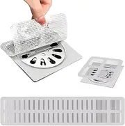 LxcshLjx 100 Pcs Shower Drain Hair Catcher, 4 Inch Square Shower Drain Cover Sticker, Adhesive Hair Catcher Mesh, Bath Tub Drain Strainer, Bathtub Drain Cover for Bathroom Kitchen Sink, Laundry Room