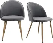 LEVEDE Dining Chairs, Set of 2 Reading Seating, Velvet Kitchen Chairs, Chic Nursing Seats, Home Furniture for Dining Room, Living Room, Cafe, Meeting Room, Load Up to 150kg (Grey)