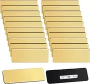 100 Pieces Name Tags With Pins - 1 x 3 Inches Blank Badge Holder for Office Workers, Students, Employee - Custom ID Badge (Gold)
