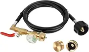 Propane Bottle Refill Adapter - Propane Adapter with Glow in The Dark Gauge,Brass Connector with Hose for Camping Grill Tank BBQ RV