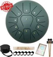 Steel Tongue Drum 10" 11 Notes Handpan Percussion w/ Mallets Bag Book