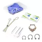 Horseshoe Septum Piercing Kit Circular Septum Needle Forceps Gloves 10 Pcs