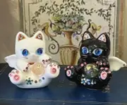 Maneki Neko Decoration Shiny Ornament Stylish and cute line-stone d From Japan
