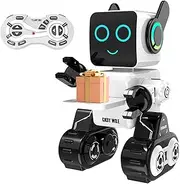HBUDS Robots for Kids, Remote Control Robot Toy Intelligent Interactive Robot LED Light Speaks Dance Moves Built-in Coin Bank Programmable Rechargeable RC Robot Kit (White)
