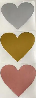 10 x Extra Large Love Heart Scratch Off Stickers DIY Silver, Gold & Rose Gold.