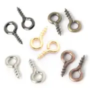200pcs 4x9mm Gold/Silver/Bronze Metal Hole Eyelets Screw Bails Top Pins Hooks