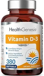 Vitamin D3 10000 IU 380 Softgels - High-Potency | Soy-Free | in Extra Virgin Olive Oil | Strong Bones | Immune Health | Support for K-2