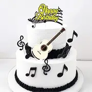 MiaLover Pack of 48 Music Notes Cupcake Toppers Happy Birthday Cake Toppers Set Cake Decoration Guitar Cake Muffin Decoration for Children Girls Boys Musical Theme Party