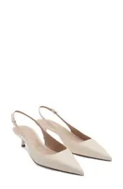 MANGO POINTED KITTEN-HEEL SHOES in Ecru at Nordstrom, Size 6