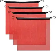4 Pack Red Safety Flags for Trucks, 18" x 18" Mesh Nylon Flags with Bungee Cord Oversize Loads for Truck, Trailers