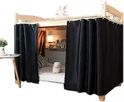 DSAoTeng Solid Blackout Bottom Bunk Bed Curtains for Dorm - Thickened Privacy Canopy with Strong Light Blocking, Breathable Dustproof Student Bed Drapes for Loft Bunk Beds (Black,1 panel 59H)