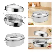 Oval Fish Steamer 16inch Easy to Clean with Cover Stockpot Eggs Vegetables