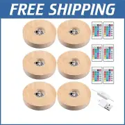 Colorful LED Light Stand Base with Remote for Selenite & Crystal Art - 6 Pieces